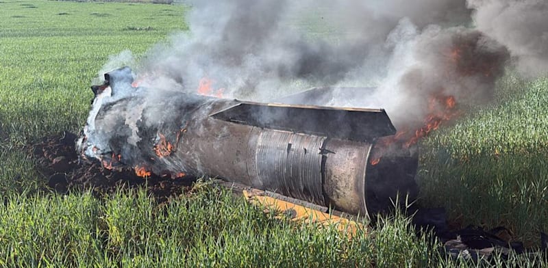 "שבר יירוט של טיל איראני / צילום: כבאות והצלה"