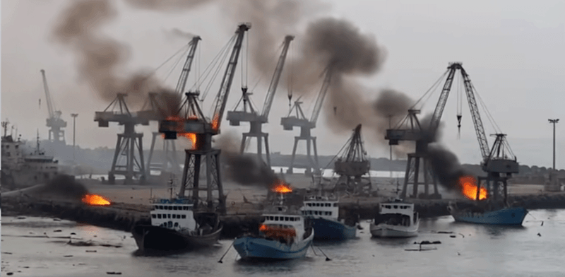נמל באר שבע המדומיין עולה באש / צילום: מתוך לינקדאין