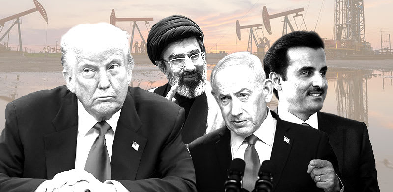 בן חמד אל תאני, נתניהו, חמינאי הבן וטראמפ / צילום: AP-Matt Dunham, נעם ריבקין פנטון-הארץ, reuters-Rouzbeh Fouladi/ZUMA Wire