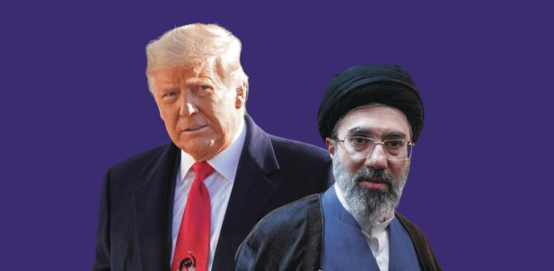 "מוג'תבא חמינאי, המנהיג העליון של איראן, ודונלד טראמפ, נשיא ארה''ב / צילום: AP"