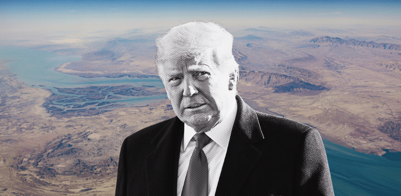 נשיא ארה''ב דונלד טראמפ על רקע מצר הורמוז / צילום: ap, Alex Brandon