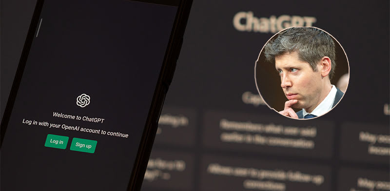 פלטפורמת ChatGPT. בעיגול: סם אלטמן / צילום: שאטרסטוק, AP-Kevin Wolf
