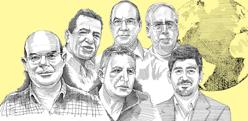 צבי סטפק, עידו קוק, לב שמואל, אלי לוי, גילעד אלטשולר, יאיר לפידות / איור: גיל ג'יבלי