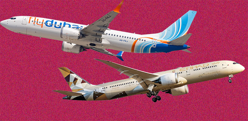 מטוסים של פליי דובאי ואתיחד / צילומים: רויטקס, שאטרסטוק