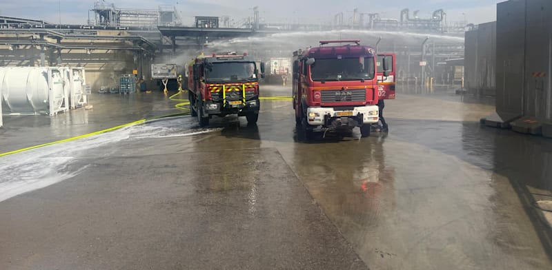 השריפה במפעל אינטל בקריית גת / צילום: כבאות והצלה לישראל