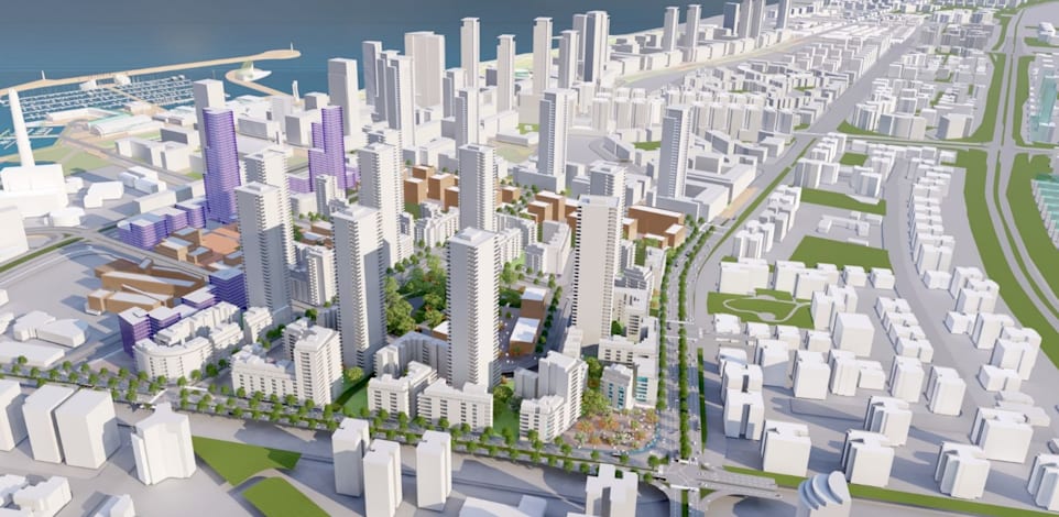 רובע שדה דב. המכרזים חולשים על פני כ־26.5 דונם במרכז הרובע / הדמיה: משרד האדריכלים תכנון נוף