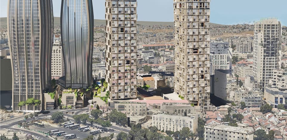 פרויקט מידטאון, ירושלים. בחודשים האחרונים נמכרו דירות במחיר של עד 11.6 מיליון שקל / הדמיה: משרד DBLD אדריכלים