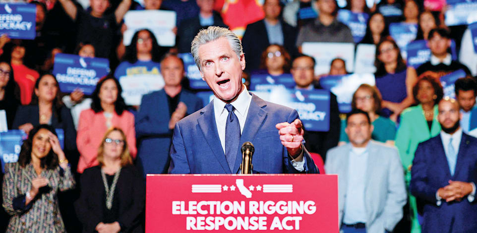 מושל קליפורניה, גאווין ניוסום. לא יושב בחיבוק ידיים מול טראמפ / צילום: Reuters, Mike Blake