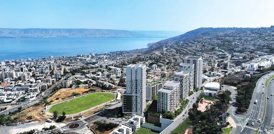 פרויקט של אאורה בטבריה. ''המכפילים שם גבוהים מאוד, סביב 9, אבל הצפיפות במצב החדש תהיה בגבול הסביר'' / צילום: מתוך אתר החברה