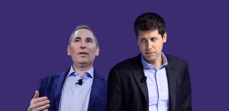 מנכ''ל OpenAI סם אלטמן ומנכ''ל אמזון אנדי ג'סי / צילום: ap