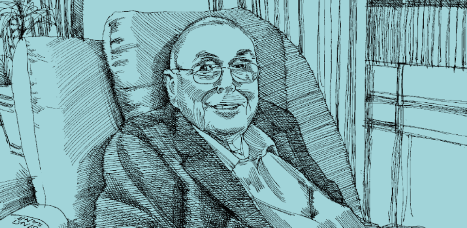 המיליארדר המנוח צ'ארלי מאנגר / איור: גיל ג'יבלי