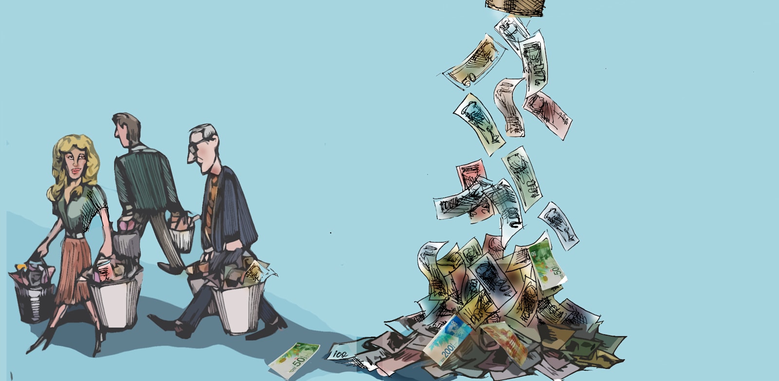 הכספים שהזרימו ממשלות בקורונה מנעו פשיטות רגל וימנעו מיתון עתידי / איור: גיל ג'יבלי