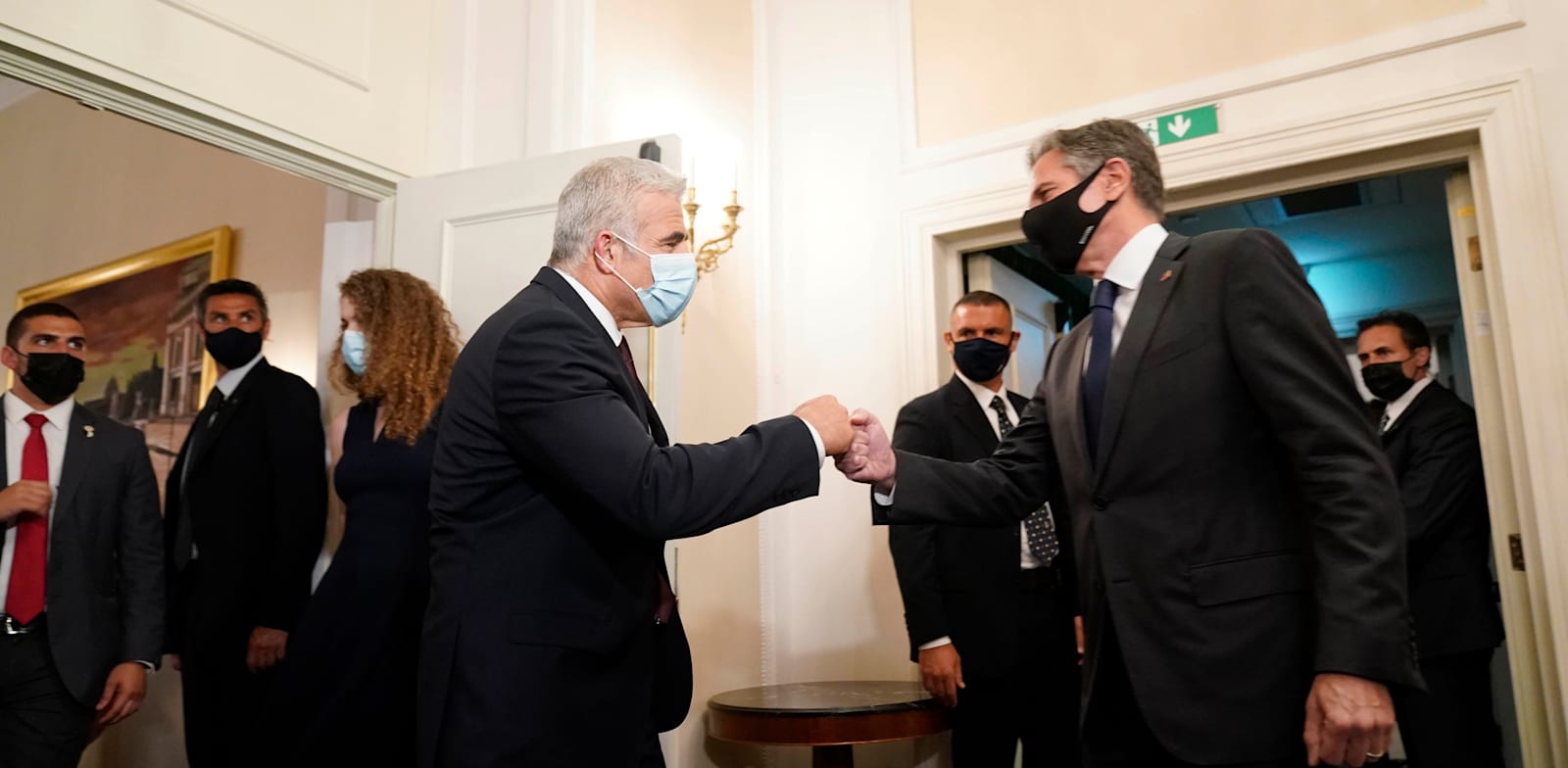 פגישת שר החוץ לפיד עם מזכיר המדינה בלינקן בחודש שעבר בוושינגטון / צילום: Associated Press, Andrew Harnik