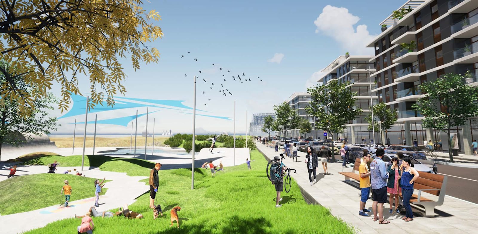 הדמייה תוכנית חוף התכלת - רובע עירוני חדש בהרצליה / הדמיה: קייזר אדריכלים ומתכננים