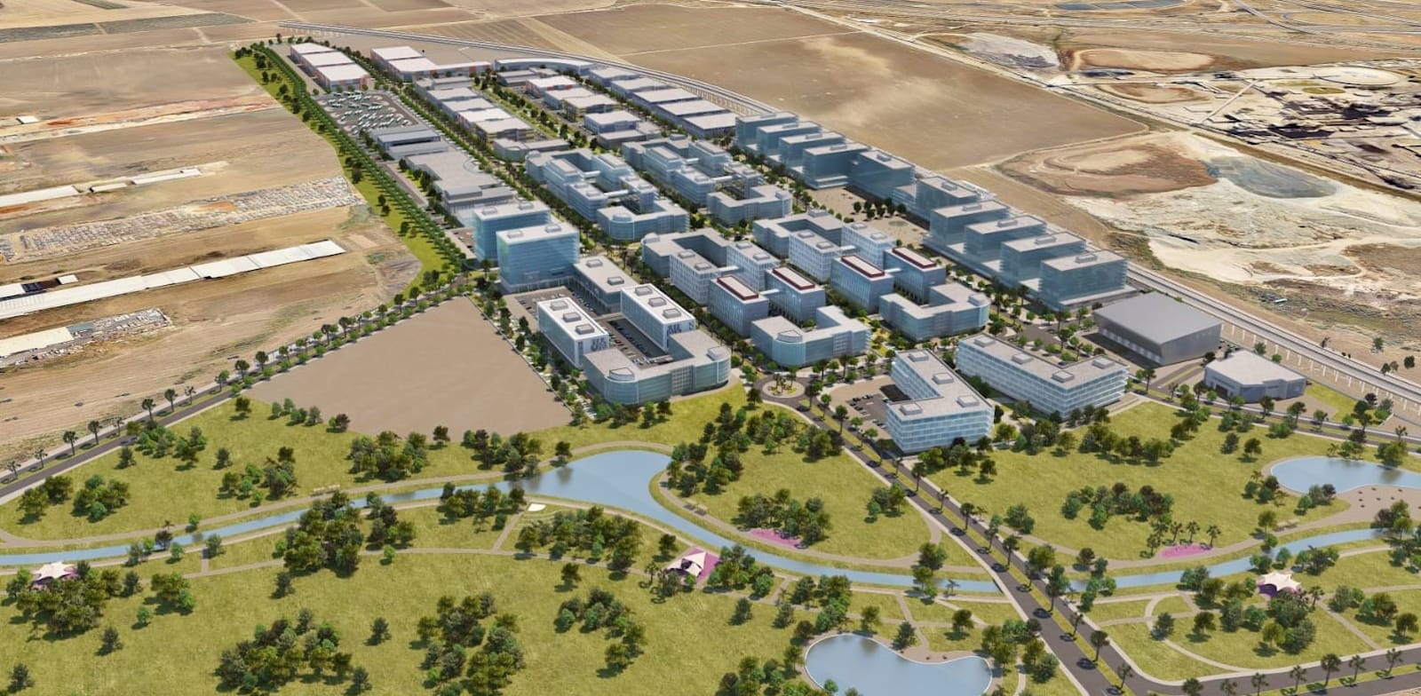 אזור התעסוקה, המסחר והמלונאות המטרופוליני במזרח רמלה / הדמיה: ארמון אדריכלים ומתכנני ערים