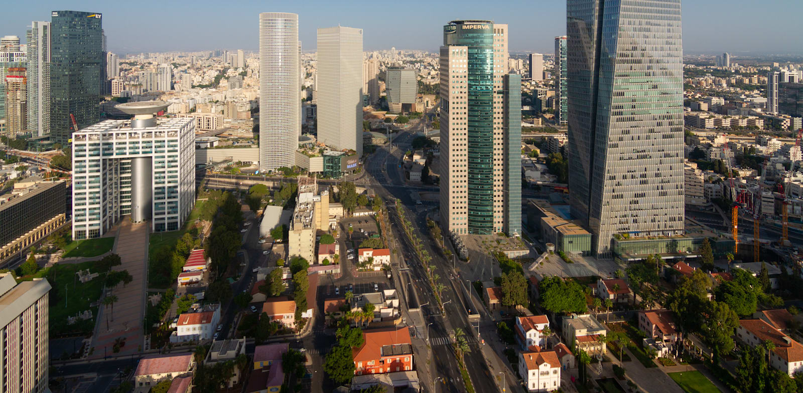 Towers at Hashalom junction, Tel Aviv, with Givtayim and Ramat Gan in background  credit: Shutterstock