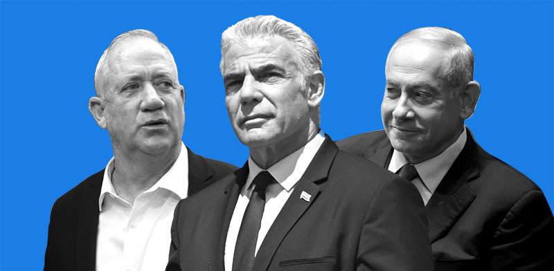 בנימין נתניהו, יאיר לפיד, בני גנץ / צילום: גלעד קוולרצ'יק, קובי גדעון-לע''מ, אלכס קלומויסקי