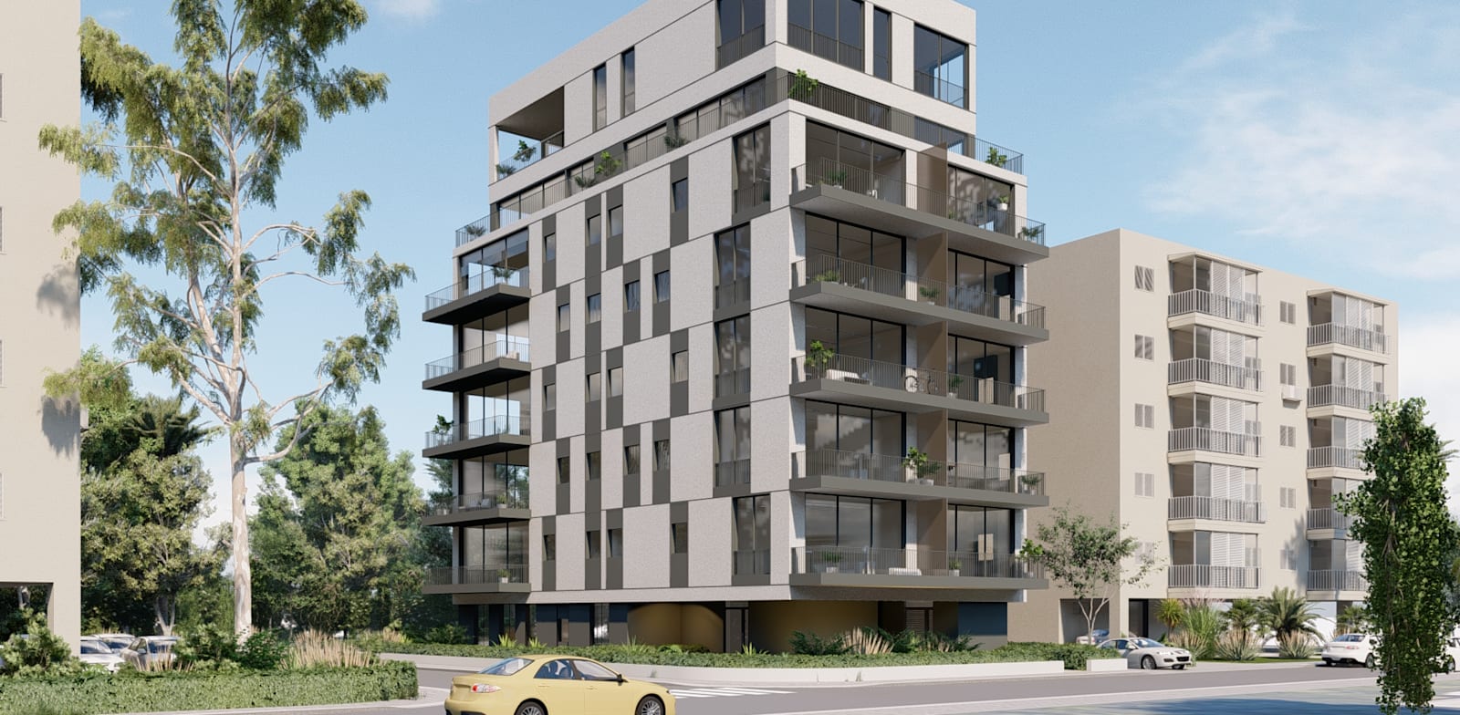 התחדשות עירונית ברחוב בילטמור 12 ת''א / הדמיה: גידי בר אוריין