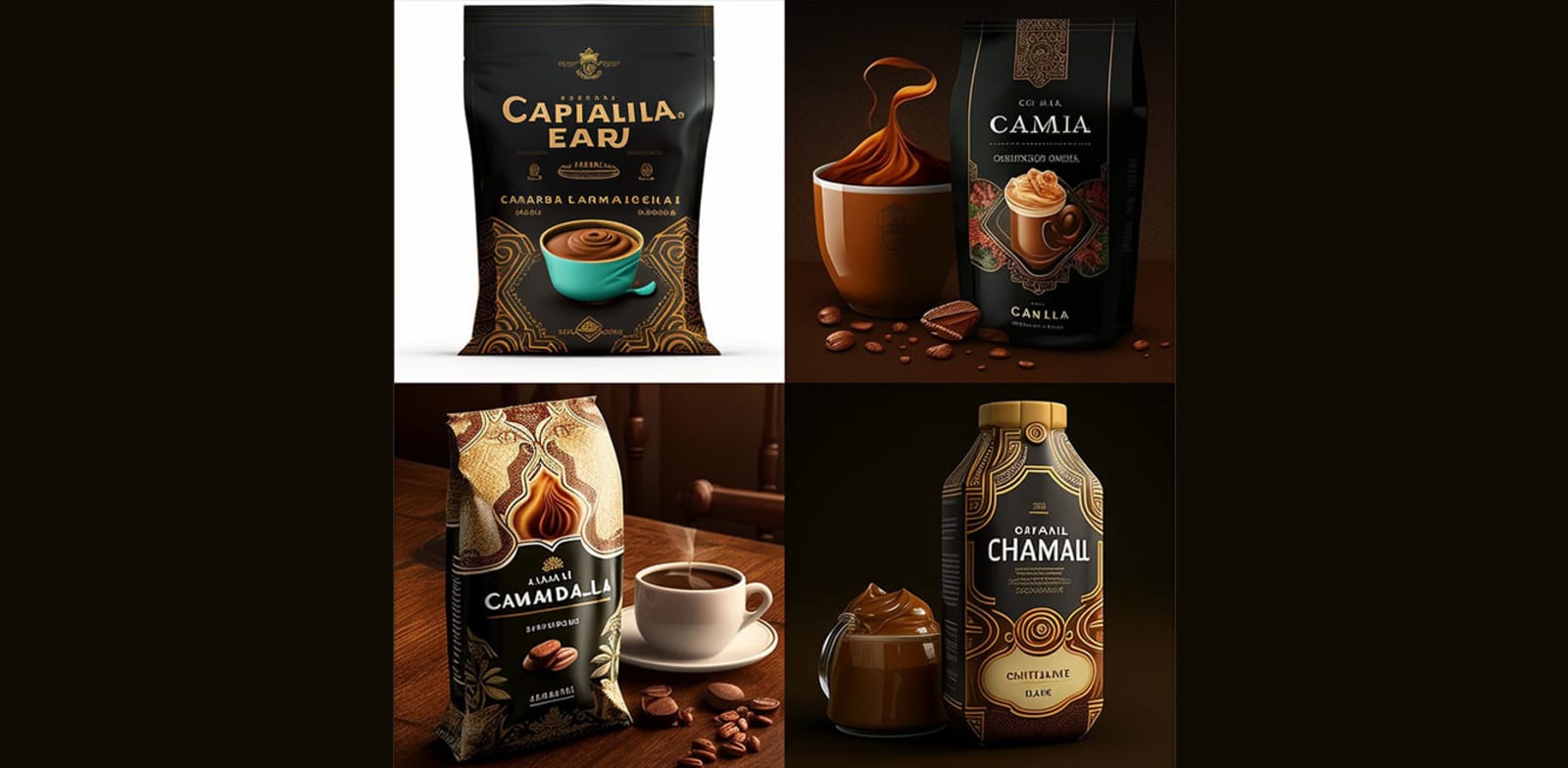 מיתוג שיצר Midjourney בתגובה להגדרה Brazilian coffee with caramel flavor that royalty family likes