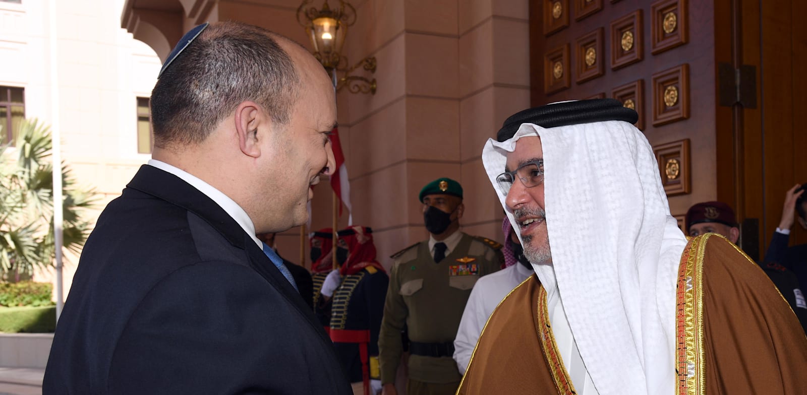 Prime Minister Naftali Bennett at palace of Bahrain Crown Prince  credit:  Haim Zach, GPO