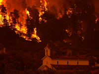 שריפות יער שמשתוללות באי היווני אוויה / צילום: Associated Press, Petros Karadjias