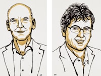 דיוויד וו. ס. מקמילן ובנג'מין ליסט, זוכי פרס נובל לכימיה / צילום: Ill. Niklas Elmehed © Nobel Prize Outreach