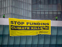 מפגיני איכות סביבה על הבנק האירופי המרכזי / צילום: Associated Press, Michael Probst