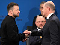 נשיא אוקראינה וולודימיר זלנסקי, וקנצלר גרמניה אולף שולץ / צילום: Reuters, Reuters