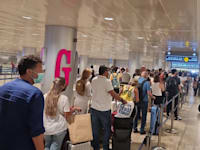 התור לבדיקת קורונה לנתב"ג, כעת / צילום: תמונה פרטית