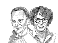 יוחנן לוקר ורות רלב''ג / איור: גיל ג'יבלי