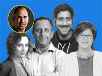 ערן גפן בשיחה עם המנהלים העסוקים בישראל. מימין: ג'וליה זהר, אדם סינגולדה, יניב גרטי, עינת גז / צילום: מנחם רייס, יח''צ, טאבולה, יונתן בלום, איל יצהר