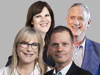 בני גנץ, גיל עומר, מיכל רפאל כדורי וגלית אלטשטיין / צילום: ויקימדיה-רפי דלויה, רמי זרנגר, גל''צ