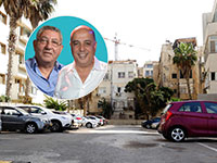 המגרש ברחוב הירקון בתל אביב. בעיגול: עמוס לוזון ועובדיה קוקו / צילום: תמר מצפי, איל יצהר