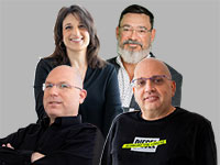 מימין: עמנואל קדוש, עו''ד עמית קריספין, רועי בלכר, נגה רובינשטיין / צילום: תמי סגן כהן, שונית זריצקי