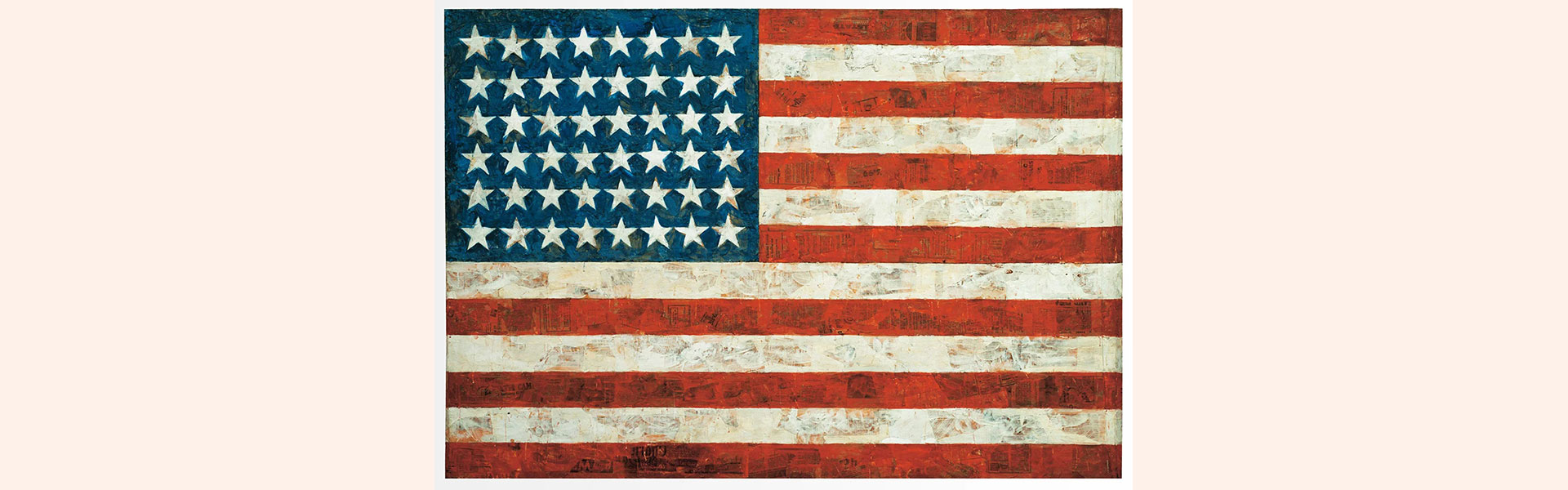 ''דגל'', ציור של ג'ספר ג'ונס, 1954־1955. אפשר לחוש ביד האמן / צילום: ויקיפדיה
