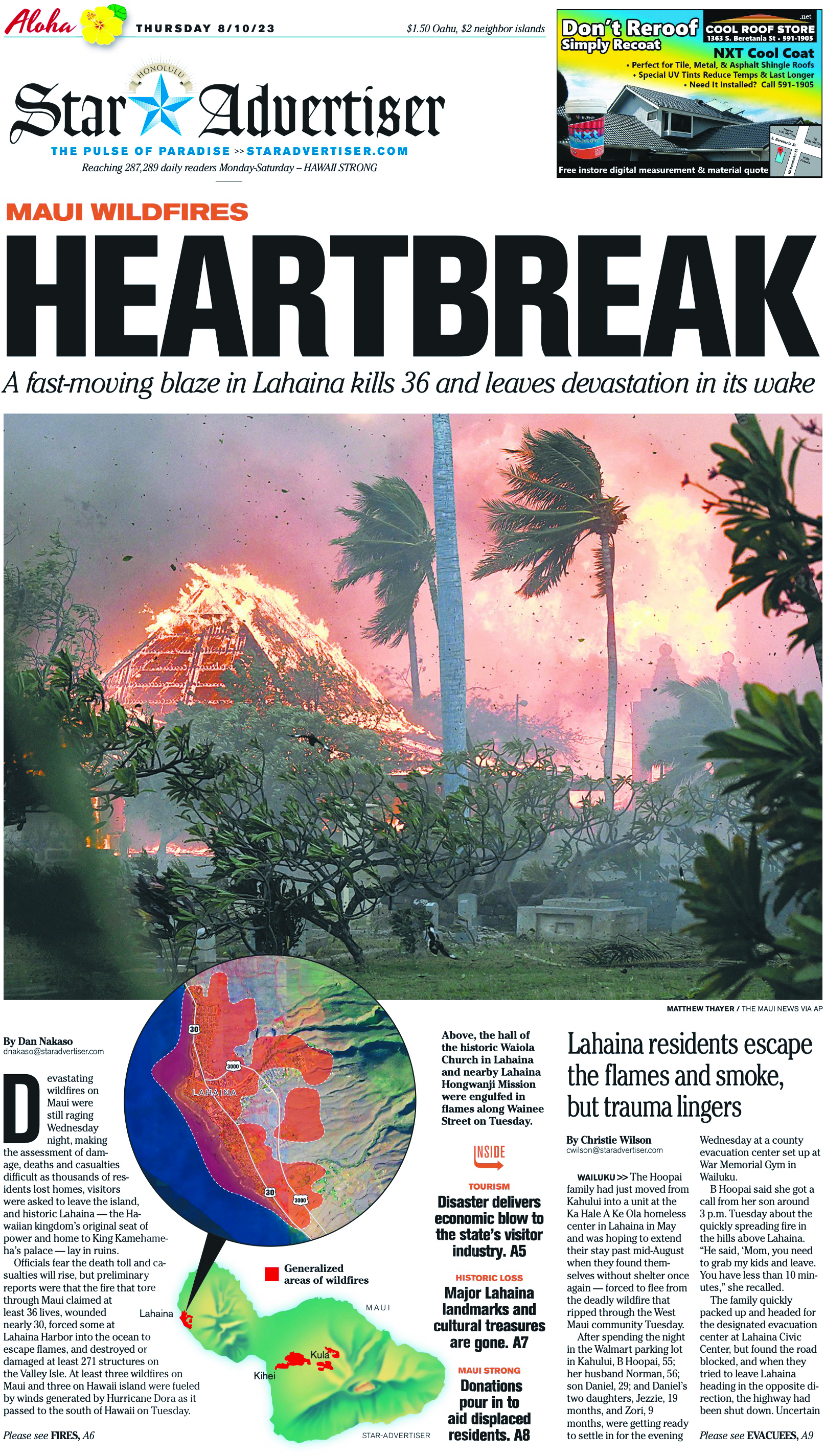 ''״שברון לב'', מכריז עיתון מקומי על האסון בלאהאיינה