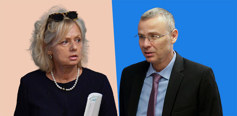 "שר המשפטים יריב לוין והיועמ''שית גלי בהרב-מיארה / צילום: מארק ישראל סלם ("ג'רוזלם פוסט"), יואב דודקביץ ("ידיעות אחרונות")"