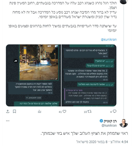 הציוץ שקוניק חסם