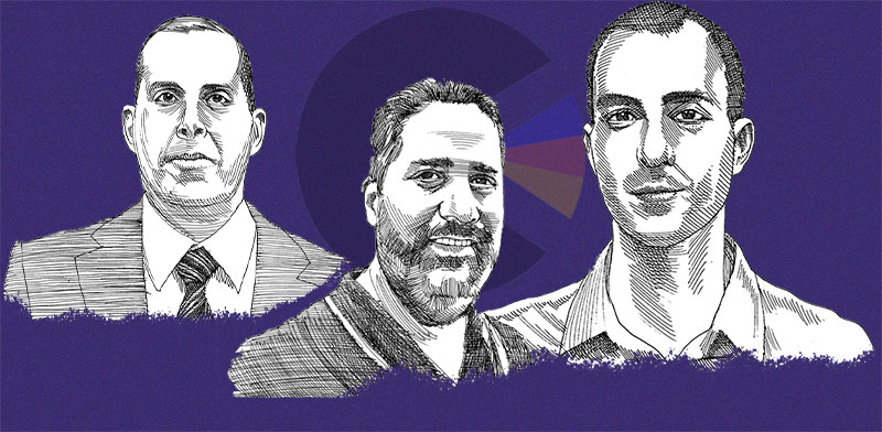 / צילום: גל, הממונה על רשות שוק ההון; אסף גולדברג, מנכ''ל סלייס עד לאחרונה; ורו"ח אפי סנדרוב, המנהל המיוחד שמינתה רשות שוק ההון / איורים: גיל ג'יבלי"