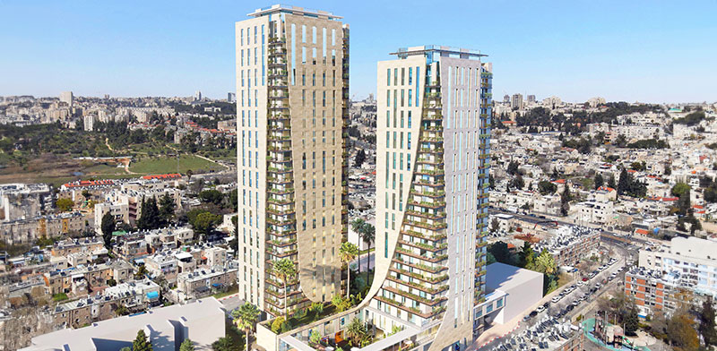 פרויקט של חברת בית ירושלמי במתחם השומר-יצחק שדה / הדמיה: בריידמן אגמון אדריכלים