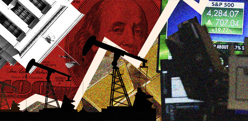 / צילום: עים בוול סטריט הסיטו מעל 5 טריליון דולר לאפיקי השקעה אחרים / עיצוב: טלי בוגדנובסקי, צילומים: AP, Shutterstock"