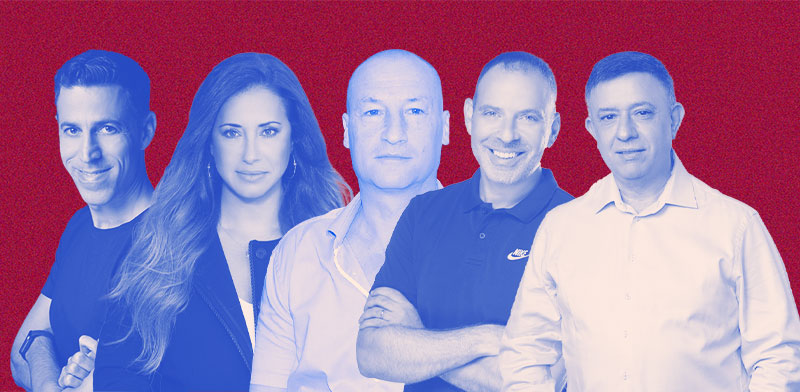 "מימין לשמאל: אבי גבאי, אילן סיגל, יעקב נדבורני, טל גרנות-גולדשטיין ואלי אדדי / צילום: ינאי יחיאל, רמי זרנגר, איל יצהר, אוהד רומנו"