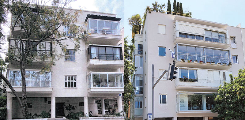 "מימין: הבניין ברחוב דיזנגוף לאחר השיפוץ, משמאל הבניין בבן גוריון / צילום: יח''צ"