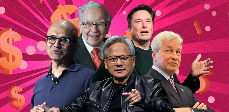 / צילום:  באפט, דיימון, הואנג, נאדלה / צילומים: AP, Reuters"