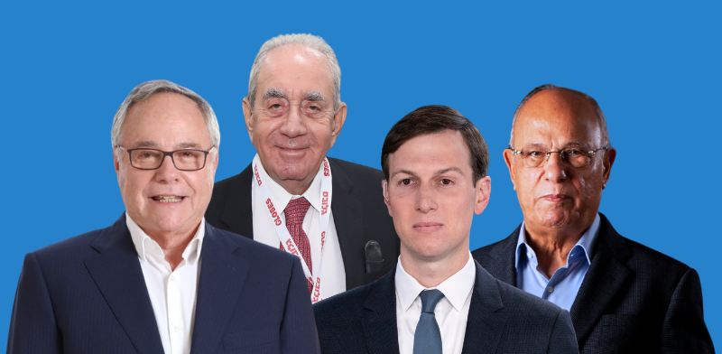 "שלמה אליהו, ג'ארד קושנר, אלפרד אקירוב, יאיר המבורגר / צילום: כפיר זיו, AP, כדיה לוי, גבע טלמור"