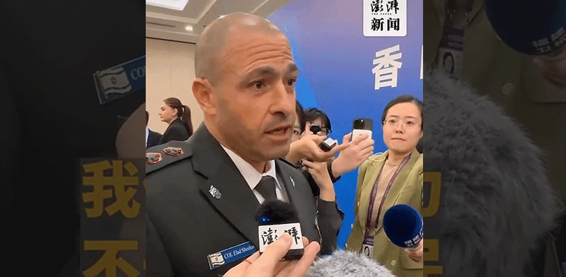 "נספח צה''ל בבייג'ינג, אל''מ אלעד שושן. הושפל בעימות עם אקדמאי סיני בשבוע שעבר / צילום: צילום מסך"