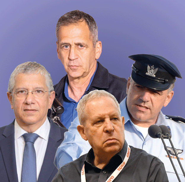 מימין: עמיקם נורקין, גיורא איילנד, אביב כוכבי, אמיר אשל / צילום: חיים הורנשטיין, יוסי כהן, דוברות משרד הביטחון, איל יצהר