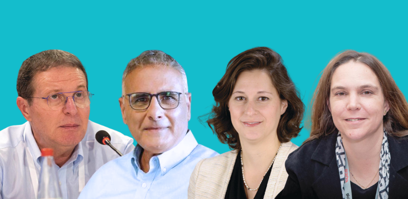 "מימין: אורנית רז,יעל מבורך, אלי כהן, רמי גראור / צילום: המכון הישראלי לדמוקרטיה, באדיבות קופ''ח כללית, שלומי יוסף, EBRD"