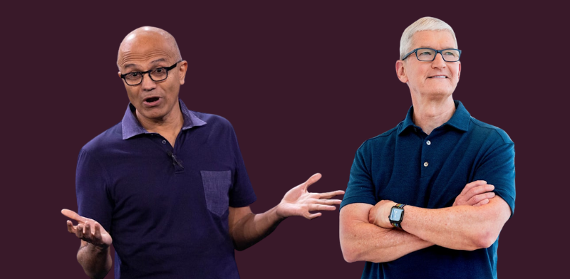 טים קוק וסאטיה נאדלה / צילום: ap טים קוק וסאטיה נאדלה / צילום: ap