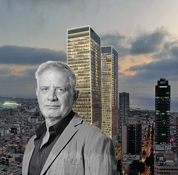 יוסי תורג'מן, והדמיית פרויקט YBOX art / צילום: משה צור אדריכלים, יובל חן